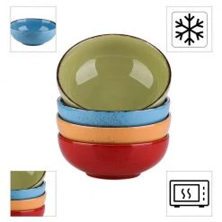 Navia 27.05 fl. oz. 4-Piece Assorted Colors Stoneware Cereal Bowl Pasta Bowl Large Serving Bowl (Set of 4) by vancasso -Dinnerware Shop aqua blue orange red grass green vancasso bowls vc navia 16 sdw 31 1000