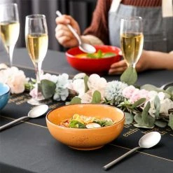 Navia 27.05 fl. oz. 4-Piece Assorted Colors Stoneware Cereal Bowl Pasta Bowl Large Serving Bowl (Set of 4) by vancasso -Dinnerware Shop aqua blue orange red grass green vancasso bowls vc navia 16 sdw 44 1000