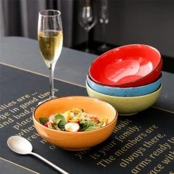 Navia 27.05 fl. oz. 4-Piece Assorted Colors Stoneware Cereal Bowl Pasta Bowl Large Serving Bowl (Set of 4) by vancasso -Dinnerware Shop aqua blue orange red grass green vancasso bowls vc navia 16 sdw fa 1000