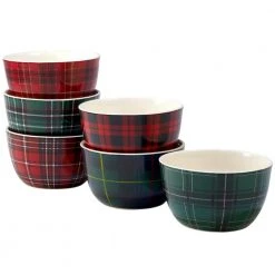 Christmas Plaid 5.5 in. Ice Cream Bowl (Set of 6) by Certified International