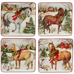 Christmas on the Farm by Susan Winget 8.5 in. Dessert Plate (Set of 4) by Certified International