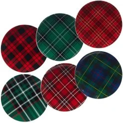 Christmas Plaid 8.25 in. Dessert Plate (Set of 6) by Certified International