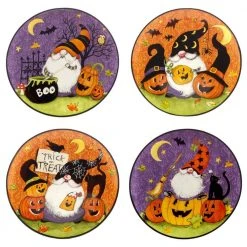 Halloween Gnomes Assorted Colors Dessert Plates (Set of 4) by Certified International