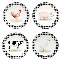 On the Farm Assorted Colors Salad Plates (Set of 4) by Certified International
