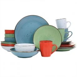 Evelyn 20 Piece Round Stoneware Dinnerware Set in Assorted Colors by Elama