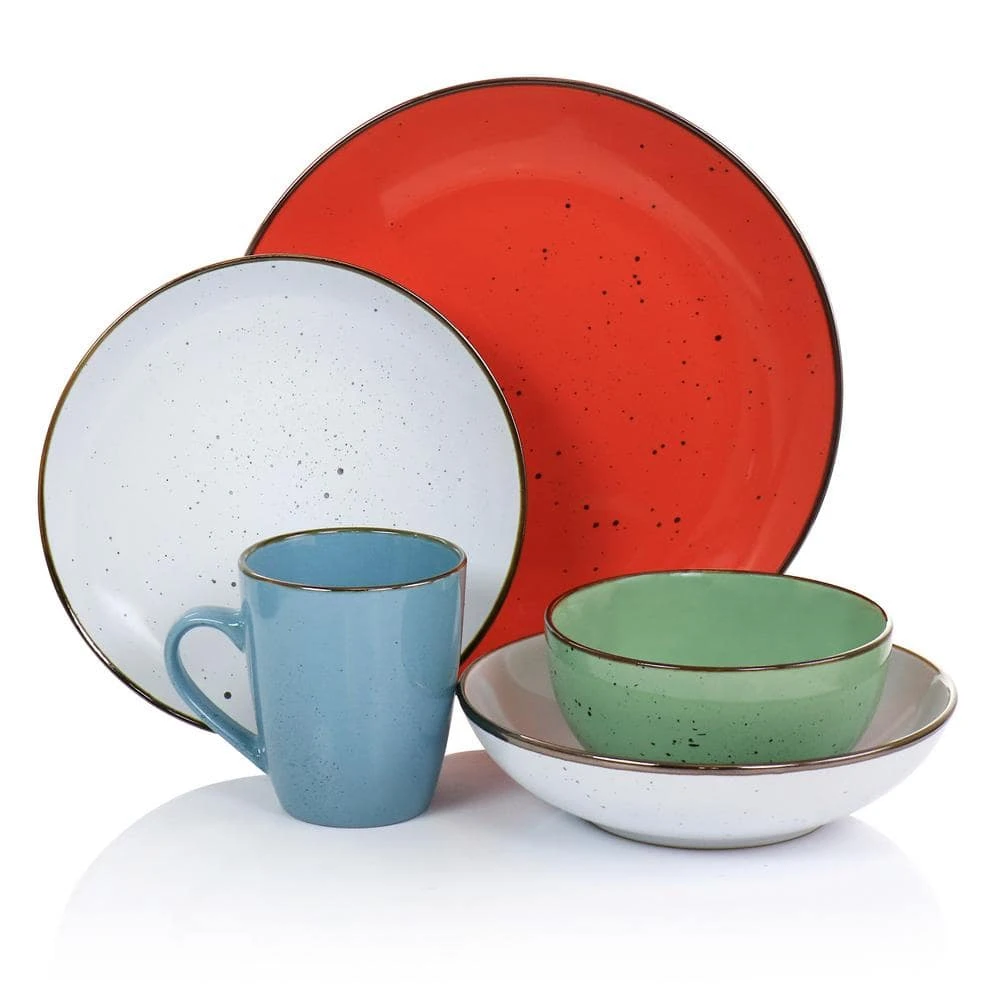 Evelyn 20 Piece Round Stoneware Dinnerware Set in Assorted Colors by Elama 4 Evelyn 20 Piece Round Stoneware Dinnerware Set in Assorted Colors by Elama - Image 2