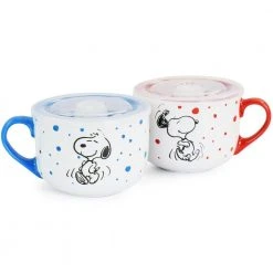Peanuts Freckled Joy 25 fl. oz. Assorted Colors Stoneware Soup Bowl Cup and Lid (Set of 4) by Gibson 12 Peanuts Freckled Joy 25 fl. oz. Assorted Colors Stoneware Soup Bowl Cup and Lid (Set of 4) by Gibson -Dinnerware Shop assorted gibson bowls 985118492m 4f 1000