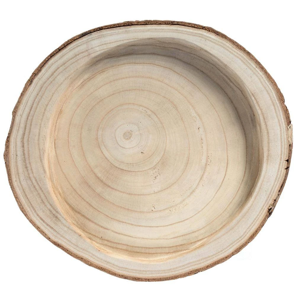 12 Dia in. Beige/ Cream Wood Tree Bark Indented Display Tray Serving Plate Platter Charger by Vintiquewise 6 12 Dia in. Beige/ Cream Wood Tree Bark Indented Display Tray Serving Plate Platter Charger by Vintiquewise - Image 4