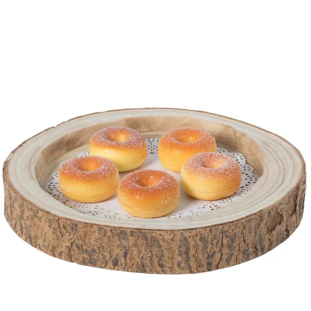 12 Dia in. Beige/ Cream Wood Tree Bark Indented Display Tray Serving Plate Platter Charger by Vintiquewise 4 12 Dia in. Beige/ Cream Wood Tree Bark Indented Display Tray Serving Plate Platter Charger by Vintiquewise - Image 2