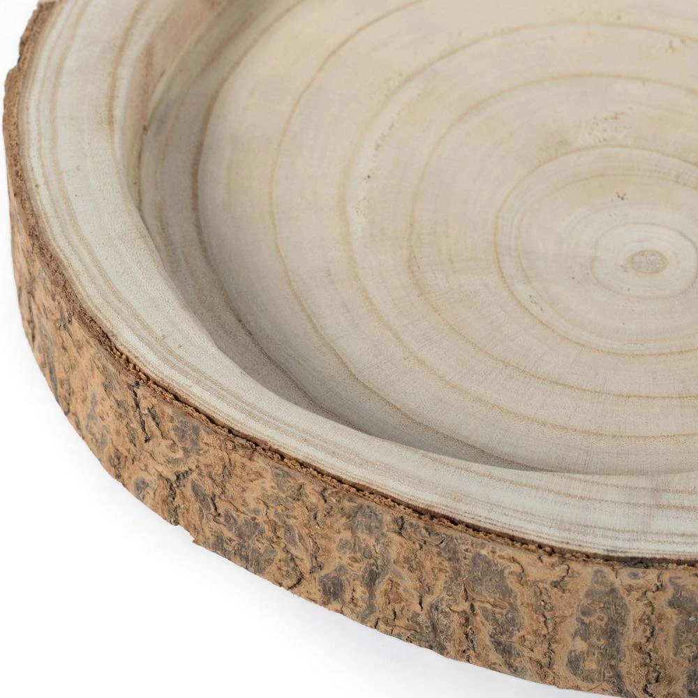 12 Dia in. Beige/ Cream Wood Tree Bark Indented Display Tray Serving Plate Platter Charger by Vintiquewise 9 12 Dia in. Beige/ Cream Wood Tree Bark Indented Display Tray Serving Plate Platter Charger by Vintiquewise - Image 7