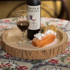 14 Dia in. Beige/ Cream Wood Tree Bark Indented Display Tray Serving Plate Platter Charger by Vintiquewise -Dinnerware Shop beige cream vintiquewise charger plates qi003840 14 66 1000