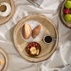 18 Dia in. Beige/ Cream Wood Tree Bark Indented Display Tray Serving Plate Platter Charger by Vintiquewise -Dinnerware Shop beige cream vintiquewise charger plates qi003840 18 fa 1000