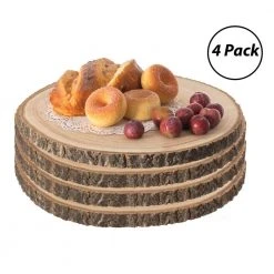 10 in. Beige Home Decor Natural Wooden Bark Slice Tray Large Rustic Table Charger Centerpiece (Set of 4) by Vintiquewise -Dinnerware Shop beige cream vintiquewise charger plates qi004158 10 4 77 1000
