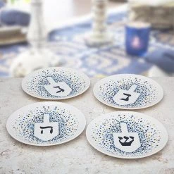 Dreidal Plates (Set of 4) by Godinger -Dinnerware Shop beige godinger salad plates dessert plates 12455 31 1000
