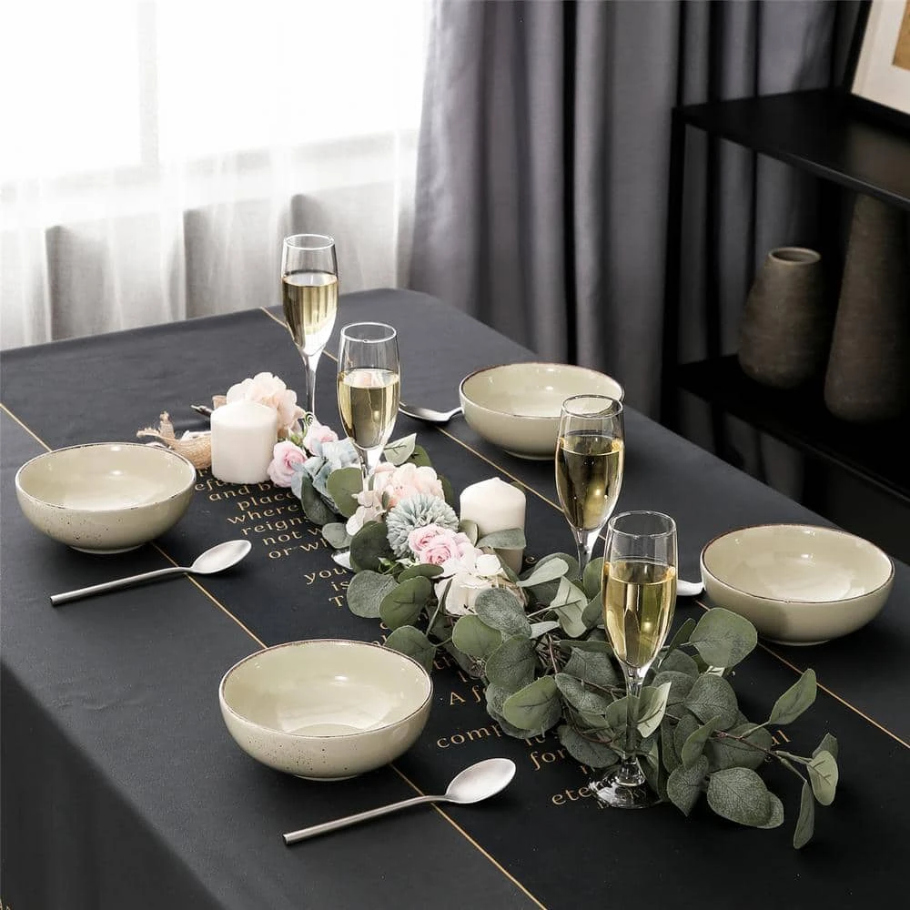 Navia 27.05 oz. Nature 4-Piece Beige 6.7 in. Cereal Bowl Pasta Bowl Large Serving Bowl (Set of 4) by vancasso 9 Navia 27.05 oz. Nature 4-Piece Beige 6.7 in. Cereal Bowl Pasta Bowl Large Serving Bowl (Set of 4) by vancasso - Image 7