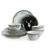12-Piece Somers Creek Black Porcelain Dinnerware Set (Service for 4) by 222 Fifth -Dinnerware Shop black 222 fifth dinnerware sets 4238bk797b1m07 64 1000