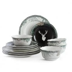 12-Piece Somers Creek Black Porcelain Dinnerware Set (Service for 4) by 222 Fifth