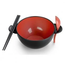 Black and Red Earth Ramen Bowl 6-Piece Set by Ozeri -Dinnerware Shop black and red ozeri bowls rb2 rd 66 1000