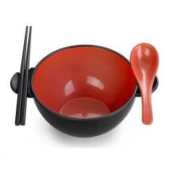Black and Red Earth Ramen Bowl 6-Piece Set by Ozeri -Dinnerware Shop black and red ozeri bowls rb2 rd 76 1000