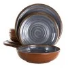 12-Piece Stone Oak Black Lightweight Melamine Dinnerware Set (Service for 4) by Elama 2 12-Piece Stone Oak Black Lightweight Melamine Dinnerware Set (Service for 4) by Elama -Dinnerware Shop black elama dinnerware sets 985114987m 64 1000