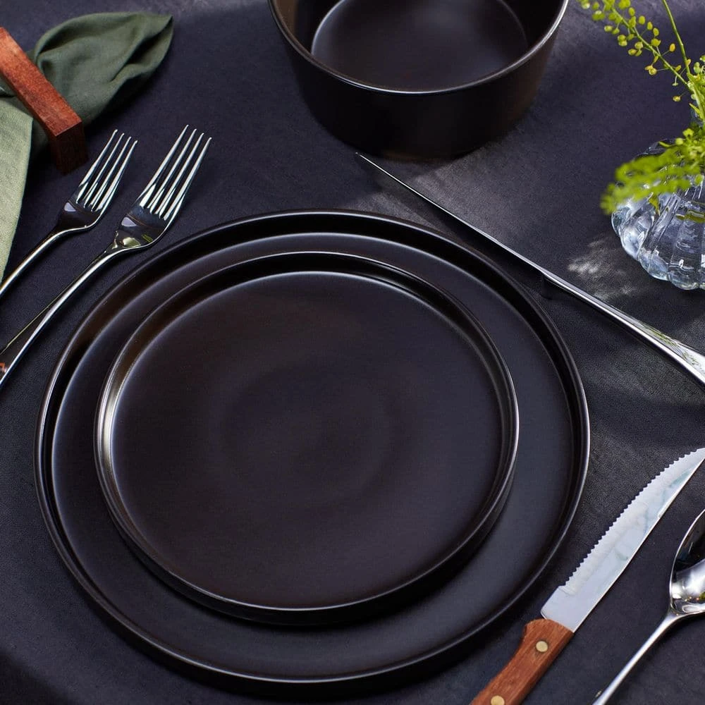 32-Piece Modern Black Matte Stoneware Dinnerware Set (Set for 8) by STONE LAIN 5 32-Piece Modern Black Matte Stoneware Dinnerware Set (Set for 8) by STONE LAIN - Image 3