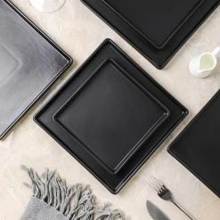 Black Grace Formal Stoneware Set 24-Piece Square Dinnerware (Set for 8) by STONE LAIN -Dinnerware Shop black matte stone lain dinnerware sets blb0608 31 1000