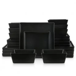 Black Grace Formal Stoneware Set 24-Piece Square Dinnerware (Set for 8) by STONE LAIN -Dinnerware Shop black matte stone lain dinnerware sets blb0608 c3 1000