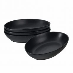 40 oz. Black Stoneware Pasta Bowl (Set of 4) by Over and Back