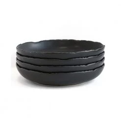 36 fl.oz. Black Stoneware Bowl (Set of 4) by Over and Back