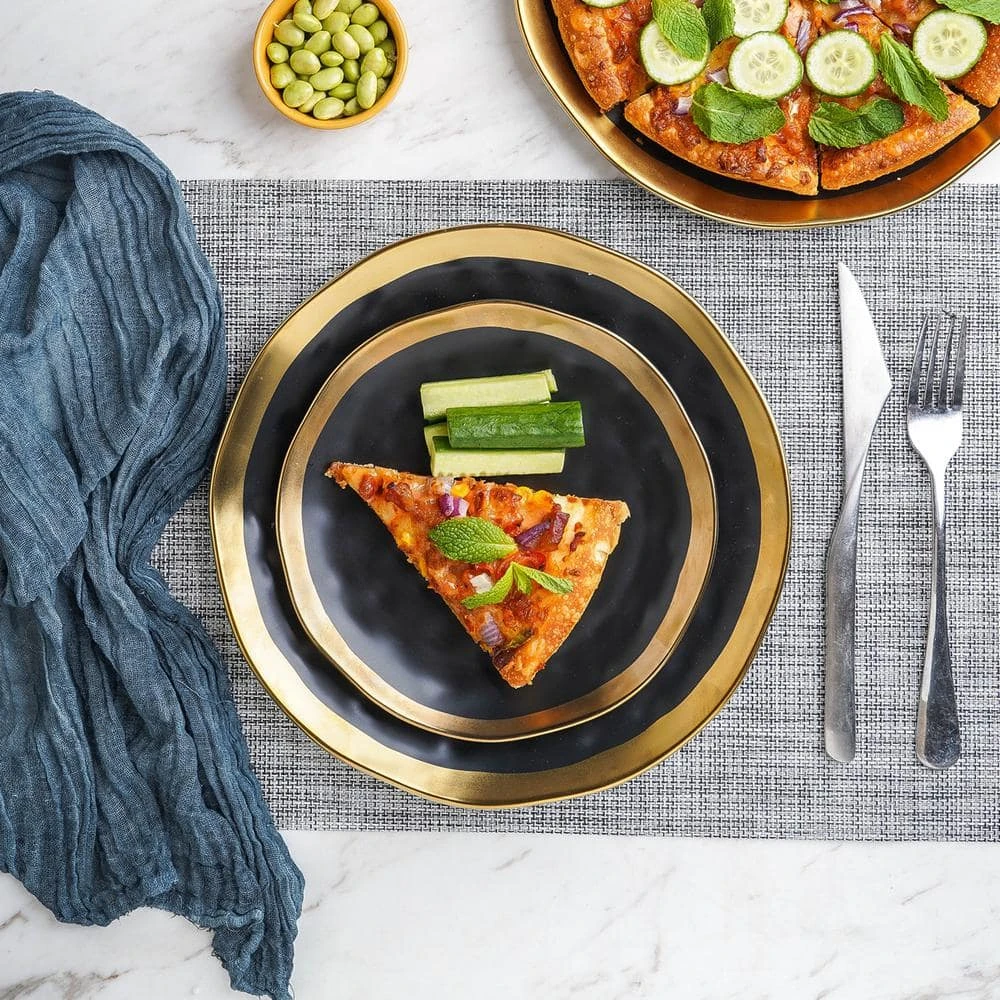 32-Piece Dishes for 8-Gold and Black Florian Modern Porcelain Dish Set by STONE LAIN 7 32-Piece Dishes for 8-Gold and Black Florian Modern Porcelain Dish Set by STONE LAIN - Image 5