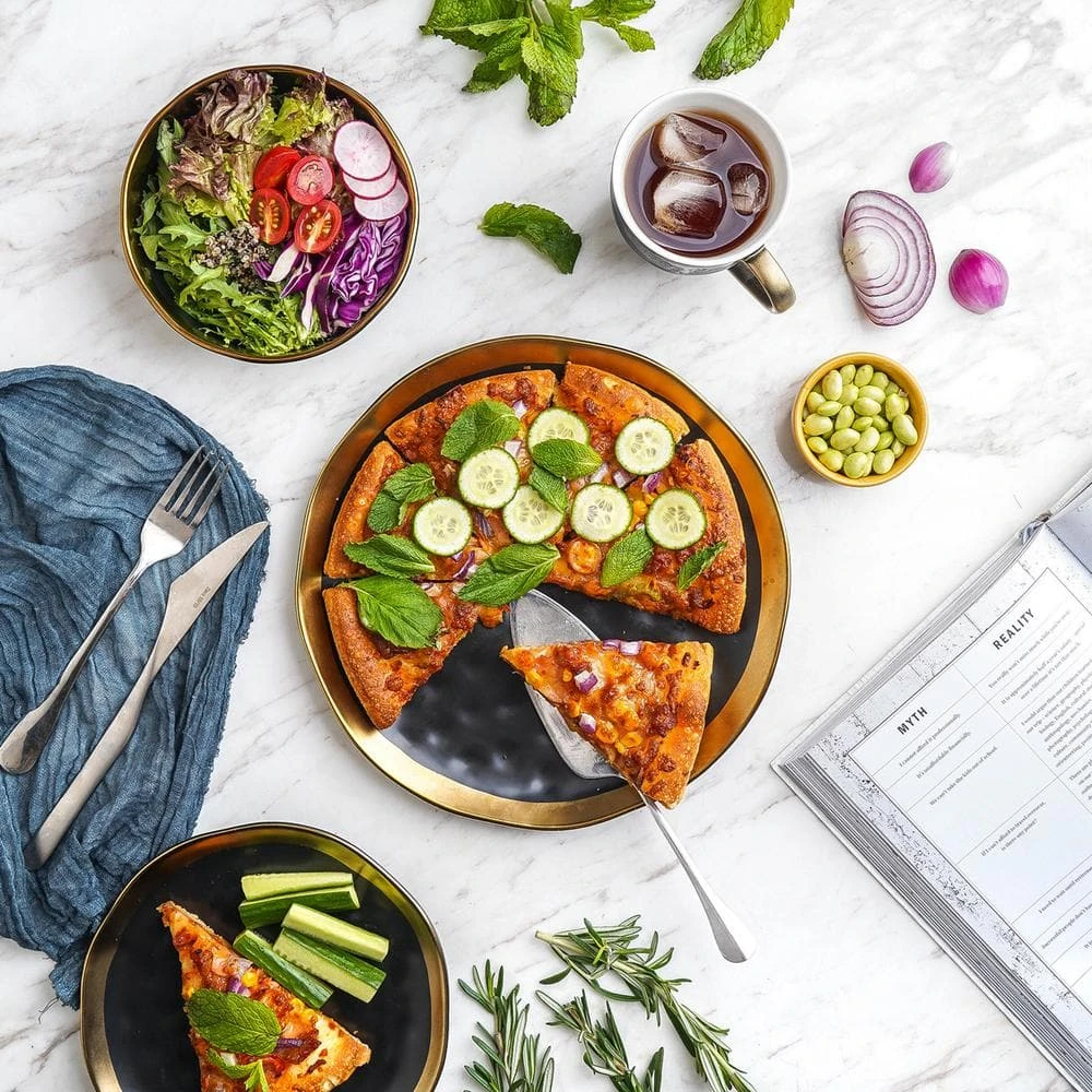 32-Piece Dishes for 8-Gold and Black Florian Modern Porcelain Dish Set by STONE LAIN 6 32-Piece Dishes for 8-Gold and Black Florian Modern Porcelain Dish Set by STONE LAIN - Image 4