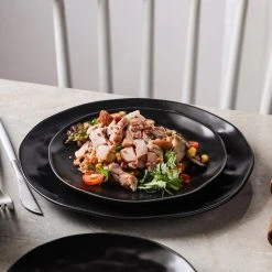 24-Piece Black Porcelain Stone Lain Ivy Collection Round Dinnerware Set (Service for 6) -Dinnerware Shop black stone lain dinnerware sets blb0698 31 1000