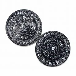 Mexican Ink Pottery Set of Large Dinner Plates by Global Crafts 6 Mexican Ink Pottery Set of Large Dinner Plates by Global Crafts -Dinnerware Shop black white dinner plates mc110i s2 gwh c3 1000