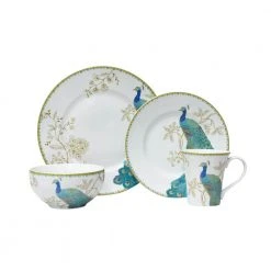 Peacock Garden 16-Piece Casual Blue Porcelain Dinnerware Set (Service for 4) by 222 Fifth