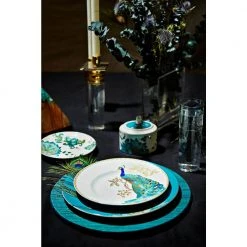 Peacock Garden 16-Piece Casual Blue Porcelain Dinnerware Set (Service for 4) by 222 Fifth -Dinnerware Shop blue 222 fifth dinnerware sets 1027wh803i1g97 66 1000