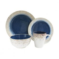 Granada 16-Piece Casual Blue Stone Dinnerware Set (Service for 4) by American Atelier