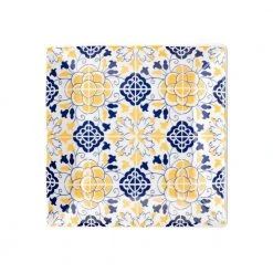 8.07 in. Quartier Blue and Yellow Square Salad Plate (Set of 12) by Manhattan Comfort