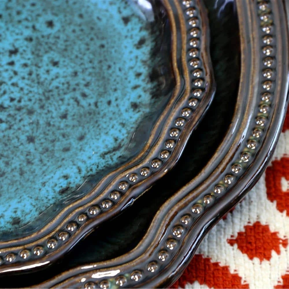 Mystic Waves 16-Piece Modern Blue Stoneware Dinnerware Set (Service for 4) by Elama 4 Mystic Waves 16-Piece Modern Blue Stoneware Dinnerware Set (Service for 4) by Elama - Image 2