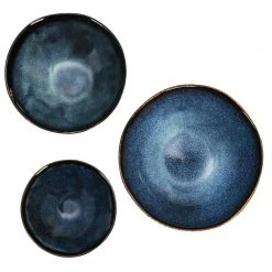 Lucca 20-Piece Blue Round Stoneware Triple Bowl Dinnerware Set by Elama -Dinnerware Shop blue elama dinnerware sets 985115043m 1f 1000