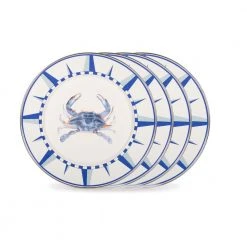 Blue Crab 10.5 in. Enamelware Round Dinner Plate (Set of 4) by Golden Rabbit