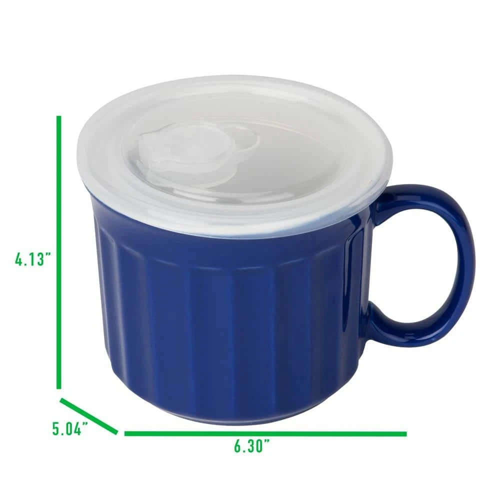 22 fl. oz. Blue Ceramic Soup Bowls with Handles (Set of 1) by Mind Reader 9 22 fl. oz. Blue Ceramic Soup Bowls with Handles (Set of 1) by Mind Reader - Image 7