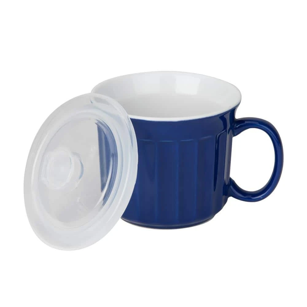 22 fl. oz. Blue Ceramic Soup Bowls with Handles (Set of 1) by Mind Reader 4 22 fl. oz. Blue Ceramic Soup Bowls with Handles (Set of 1) by Mind Reader - Image 2