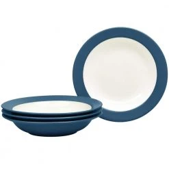Colorwave 8-1/2 in. 20 fl.oz Blue Stoneware Pasta Bowl/Rim Soup Bowl (Set of 4) by Noritake