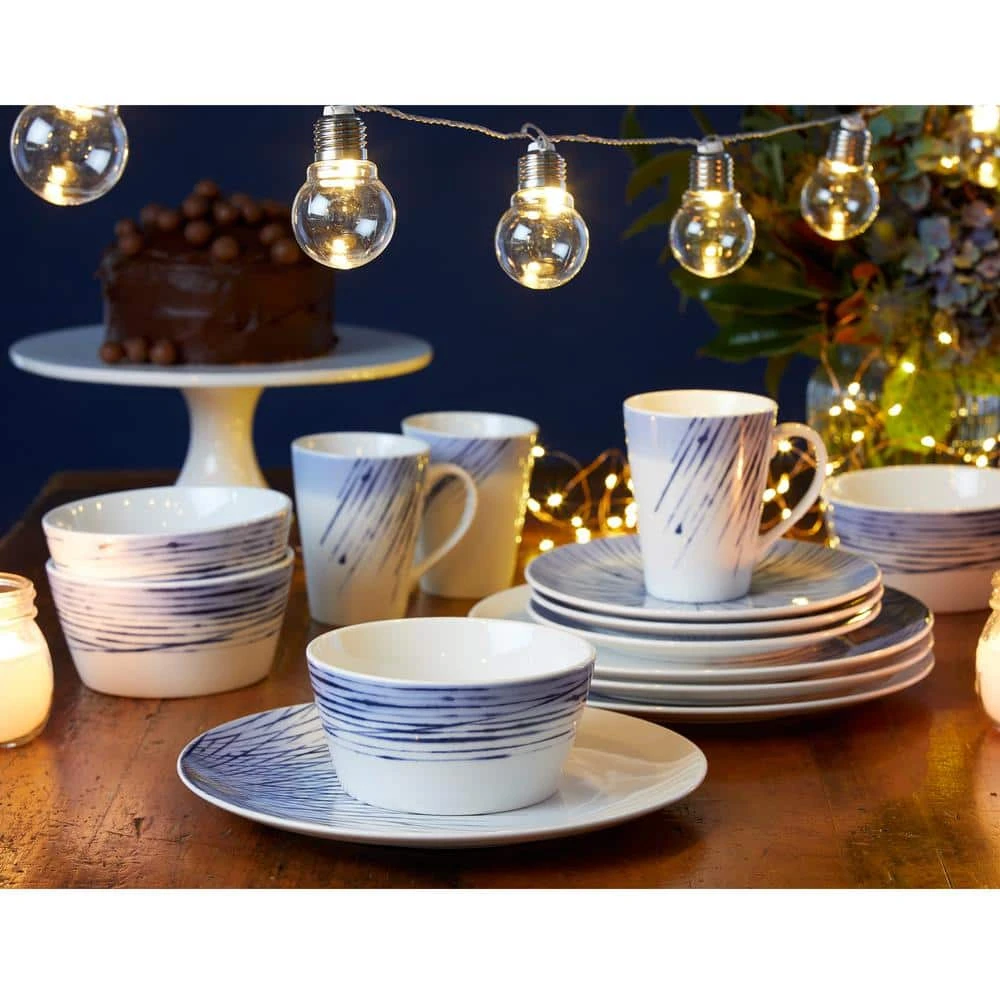 Hanabi Blue/White Porcelain 12-PieceDinnerware Set (Service for 4) by Noritake 7 Hanabi Blue/White Porcelain 12-PieceDinnerware Set (Service for 4) by Noritake - Image 5
