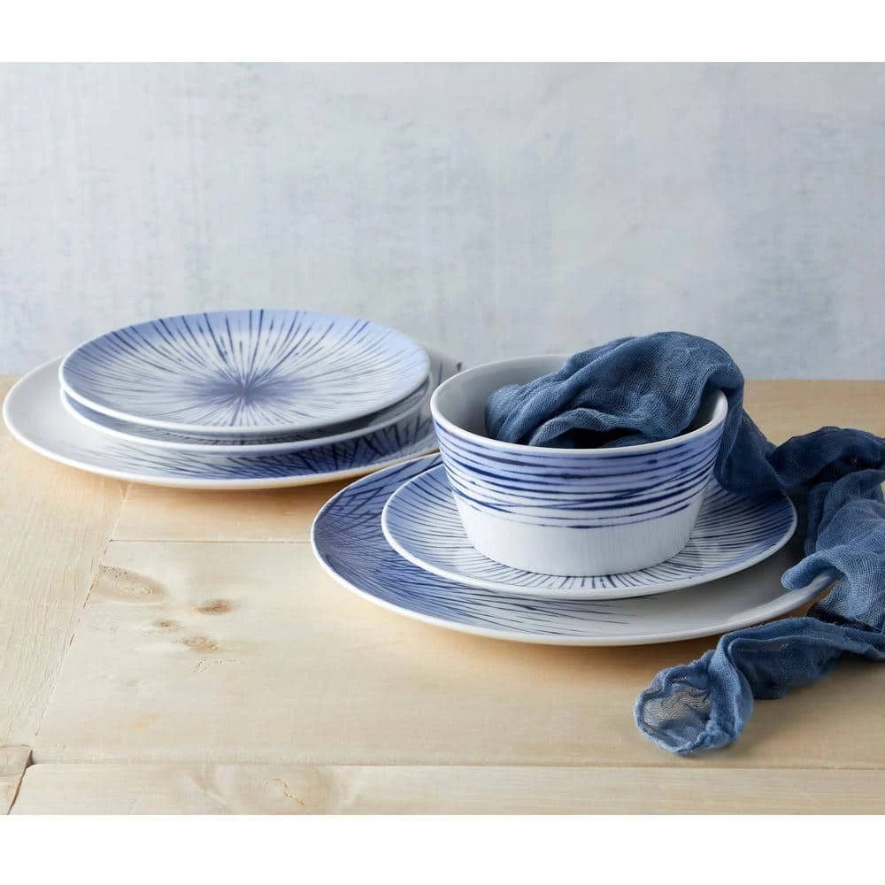 Hanabi Blue/White Porcelain 12-PieceDinnerware Set (Service for 4) by Noritake 6 Hanabi Blue/White Porcelain 12-PieceDinnerware Set (Service for 4) by Noritake - Image 4