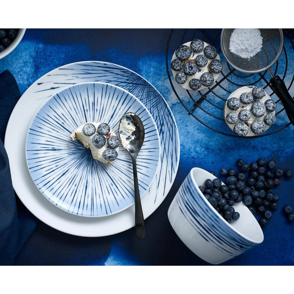 Hanabi Blue/White Porcelain 12-PieceDinnerware Set (Service for 4) by Noritake 4 Hanabi Blue/White Porcelain 12-PieceDinnerware Set (Service for 4) by Noritake - Image 2