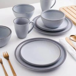 Stone + Lain Tina Stoneware Collection, Round Shape Dish Set, 32-Piece Service for 8, Blue and Grey by STONE LAIN -Dinnerware Shop blue stone lain dinnerware sets blb0666 b020002 1f 1000