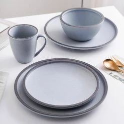 Stone + Lain Tina Stoneware Collection, Round Shape Dish Set, 32-Piece Service for 8, Blue and Grey by STONE LAIN -Dinnerware Shop blue stone lain dinnerware sets blb0666 b020002 c3 1000
