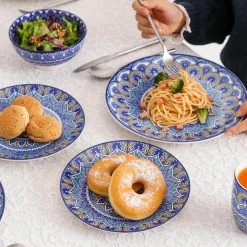 Mandala 16-Piece Porcelain Blue Dinnerware Sets (Service for 4) by vancasso -Dinnerware Shop blue vancasso dinnerware sets vc mandala b sl 44 1000