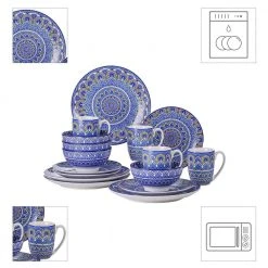 Mandala 16-Piece Porcelain Blue Dinnerware Sets (Service for 4) by vancasso -Dinnerware Shop blue vancasso dinnerware sets vc mandala b sl 4f 1000